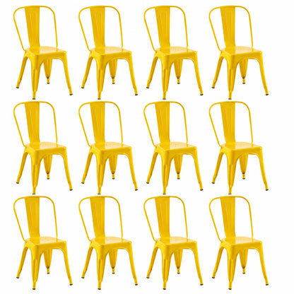 Rivbuio Metal Dining Chairs with Backrest, Stackable, Color, 2 Pack