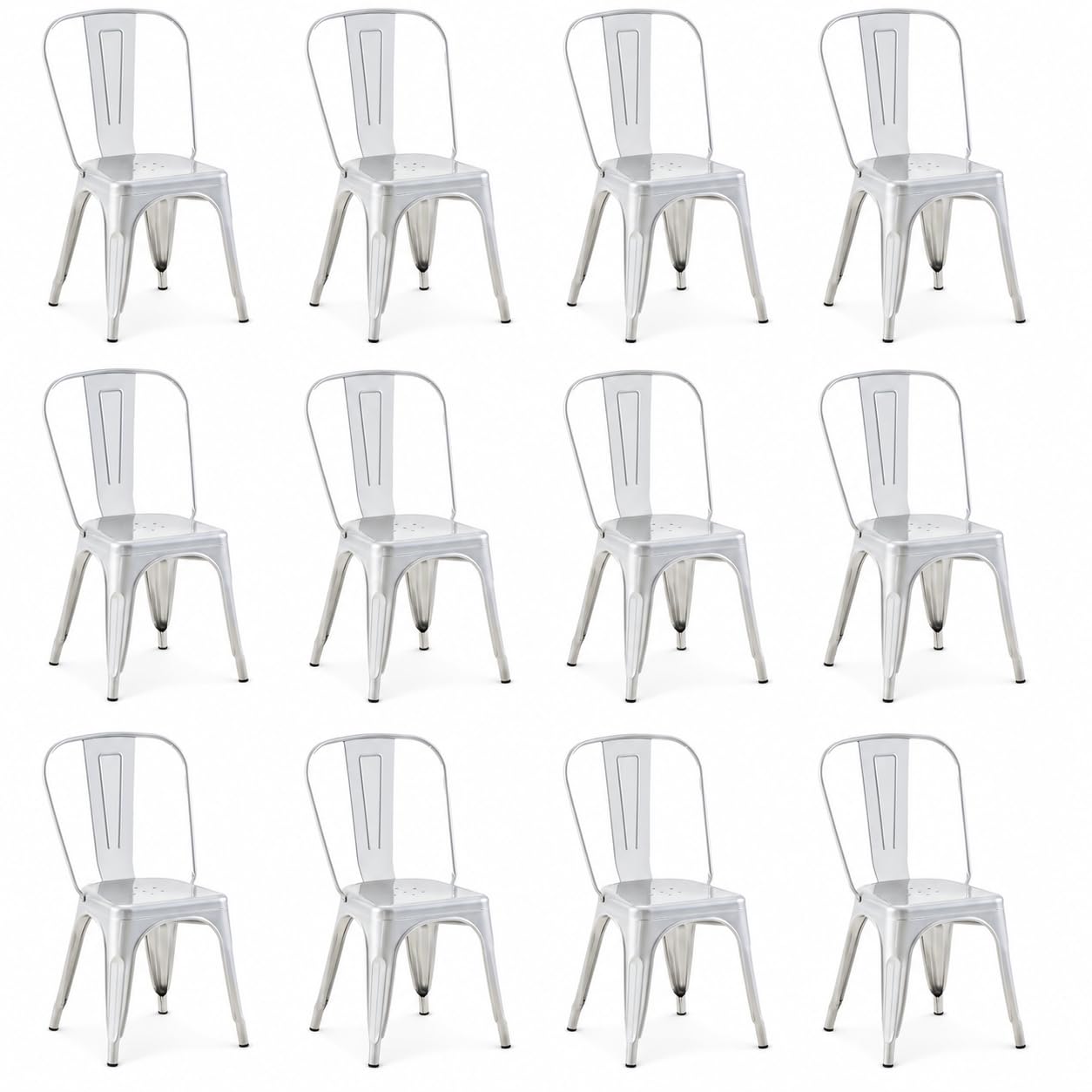 Rivbuio Metal Dining Chairs with Backrest, Stackable, Color, 2 Pack