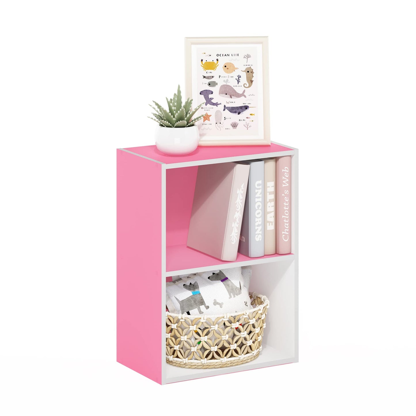 Tiered Wood Bookshelf with Open Storage Shelves for Home & Office