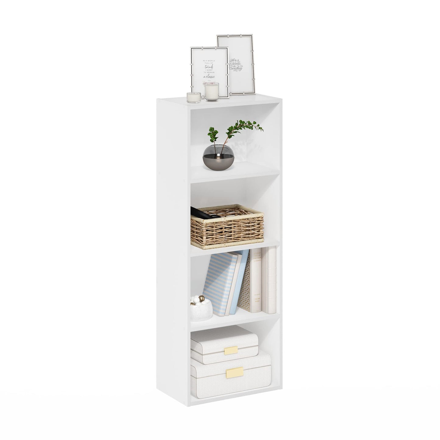 Tiered Wood Bookshelf with Open Storage Shelves for Home & Office
