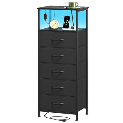 Somdot Nightstands with Charging Station & LED Light