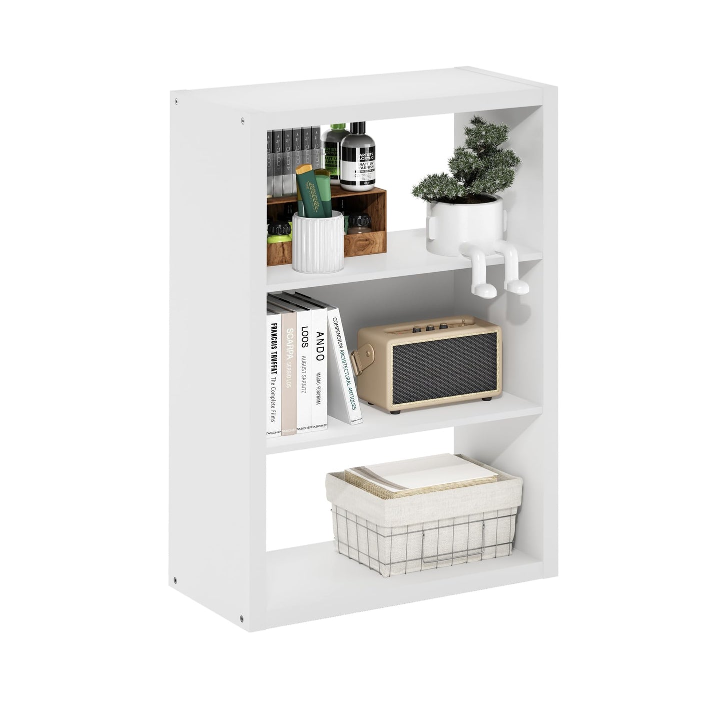 Tiered Wood Bookshelf with Open Storage Shelves for Home & Office
