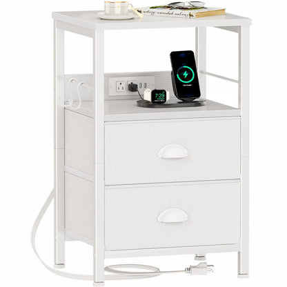 Furologee Nightstands Set of 2 with Charging Station
