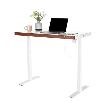 Seville Classics Airlift Electric Height Adjustable Desk with Tempered Glass Top
