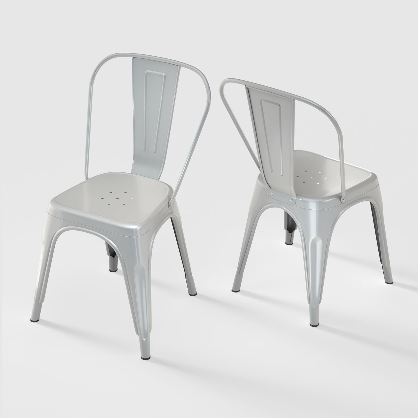 Rivbuio Metal Dining Chairs with Backrest, Stackable, Color, 2 Pack