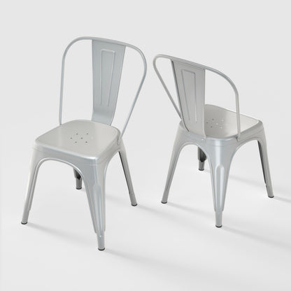 Rivbuio Metal Dining Chairs with Backrest, Stackable, Color, 2 Pack