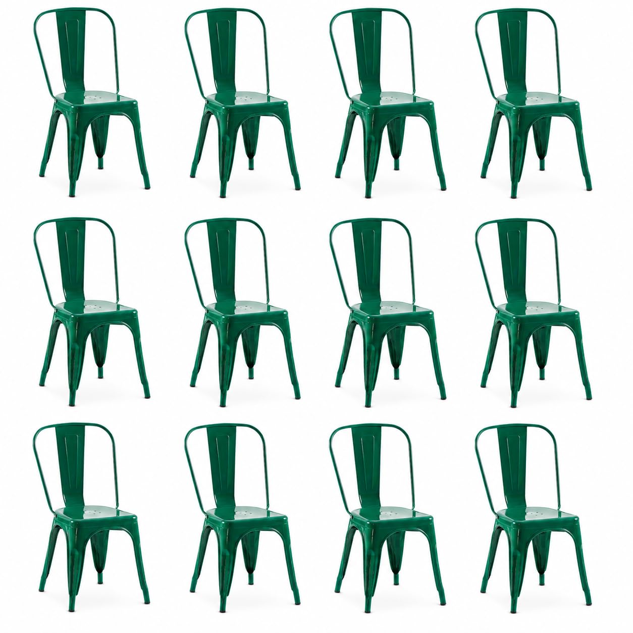 Rivbuio Metal Dining Chairs with Backrest, Stackable, Color, 2 Pack