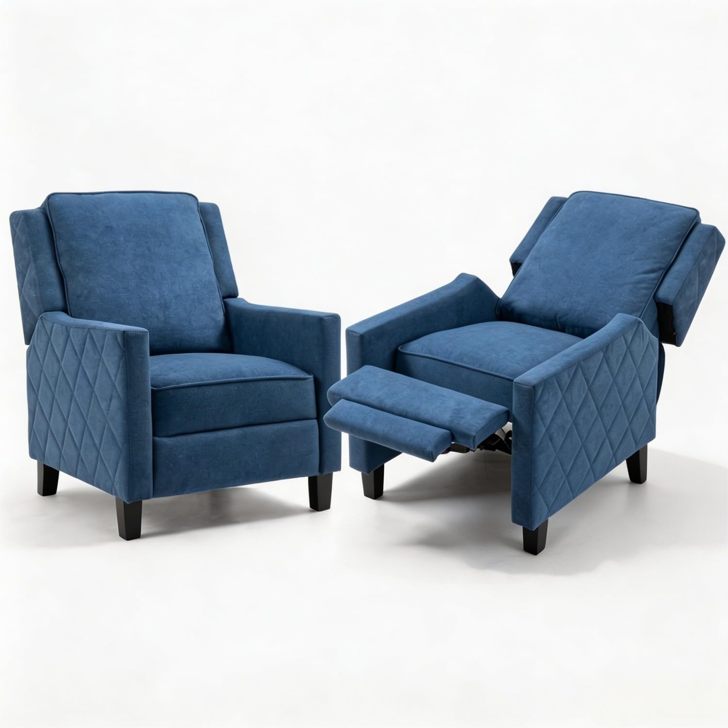 Mid Century Push Back Recliner Accent Chair with Wingback Design
