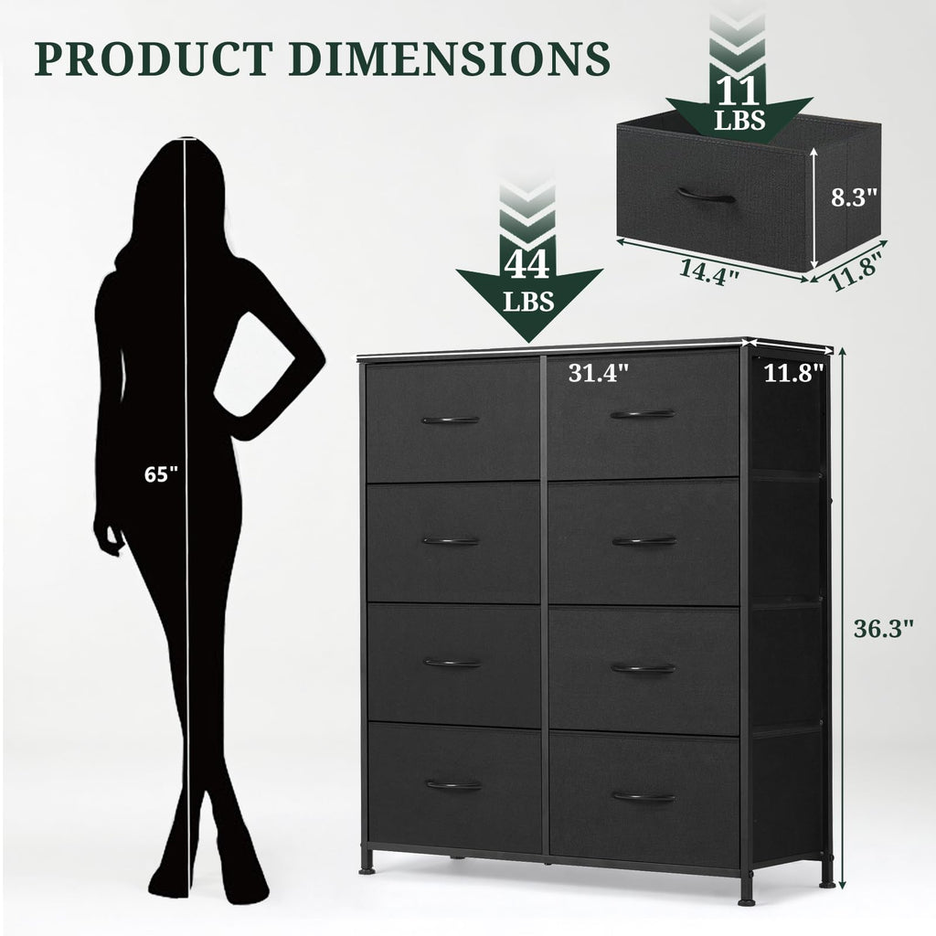 SageNest Dresser for Bedroom, Anti-Tip Tall Storage Organizer