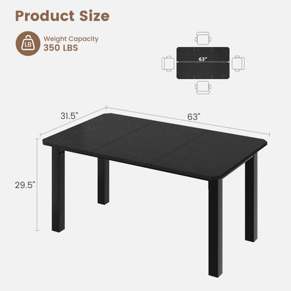 Industrial Dining Table with Metal Frame for Dining Room & Office Spaces