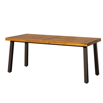 Acacia Wood Dining Table with Iron Legs for Indoor & Outdoor Spaces