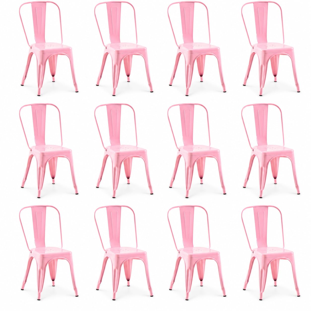Rivbuio Metal Dining Chairs with Backrest, Stackable, Color, 2 Pack
