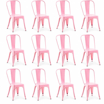 Rivbuio Metal Dining Chairs with Backrest, Stackable, Color, 2 Pack