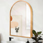 Arched Wall Mirror with Brushed Metal Frame for Bathroom & Entryway