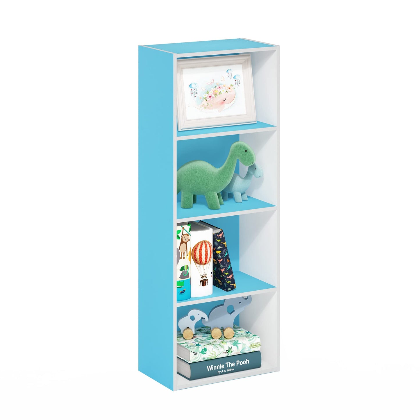 Tiered Wood Bookshelf with Open Storage Shelves for Home & Office