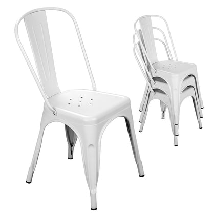 Farmhouse Metal Dining Chair with Stackable Indoor & Outdoor Design