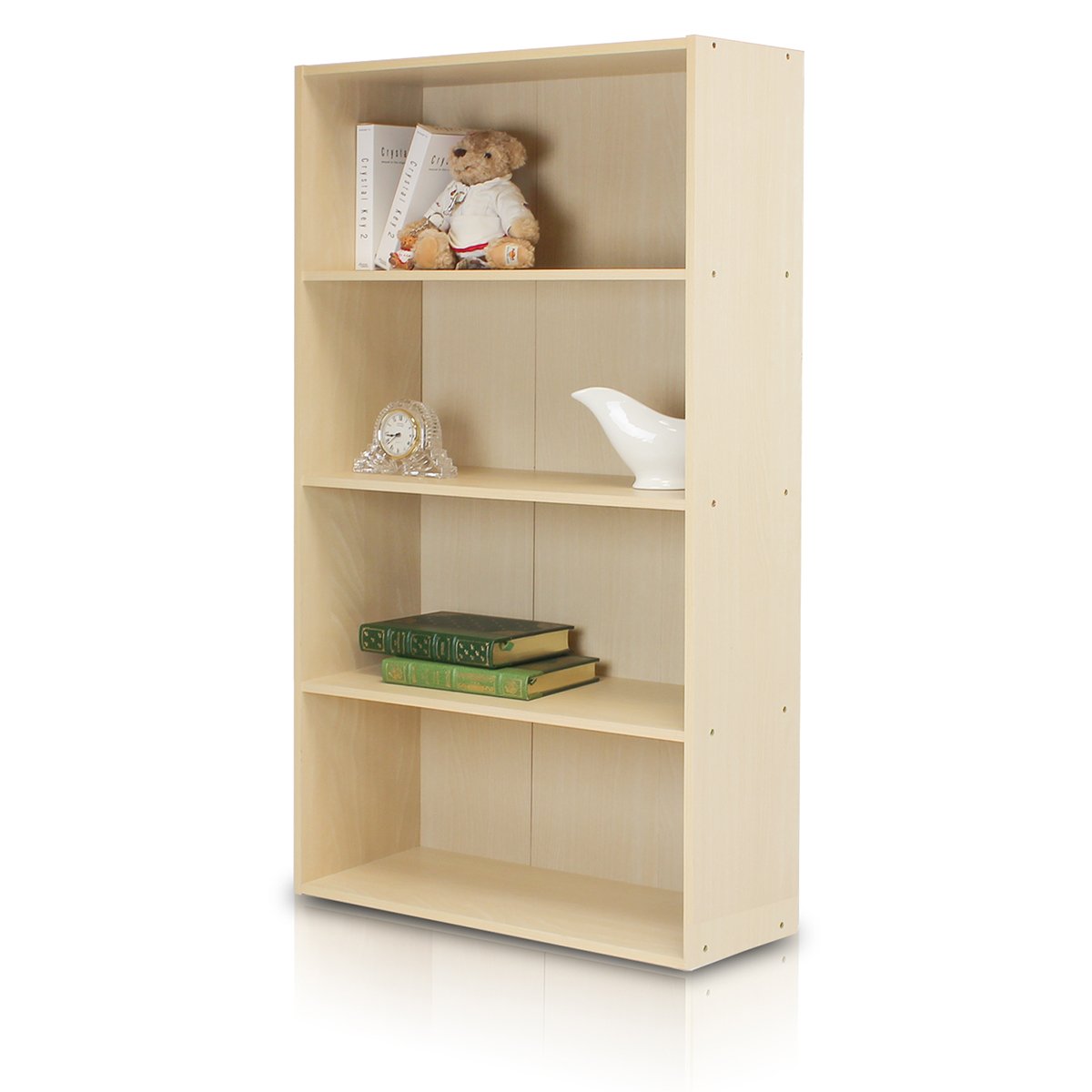 Tiered Wood Bookshelf with Open Storage Shelves for Home & Office