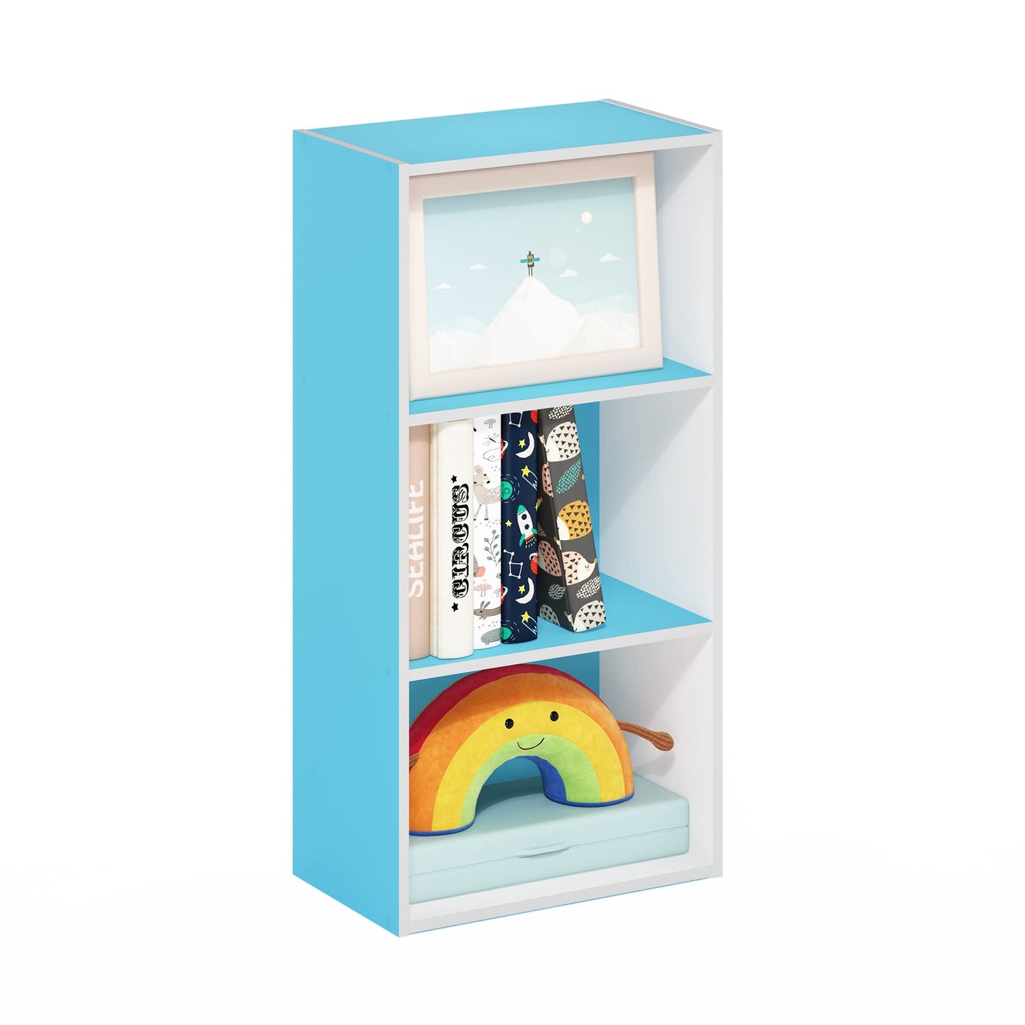 Tiered Wood Bookshelf with Open Storage Shelves for Home & Office