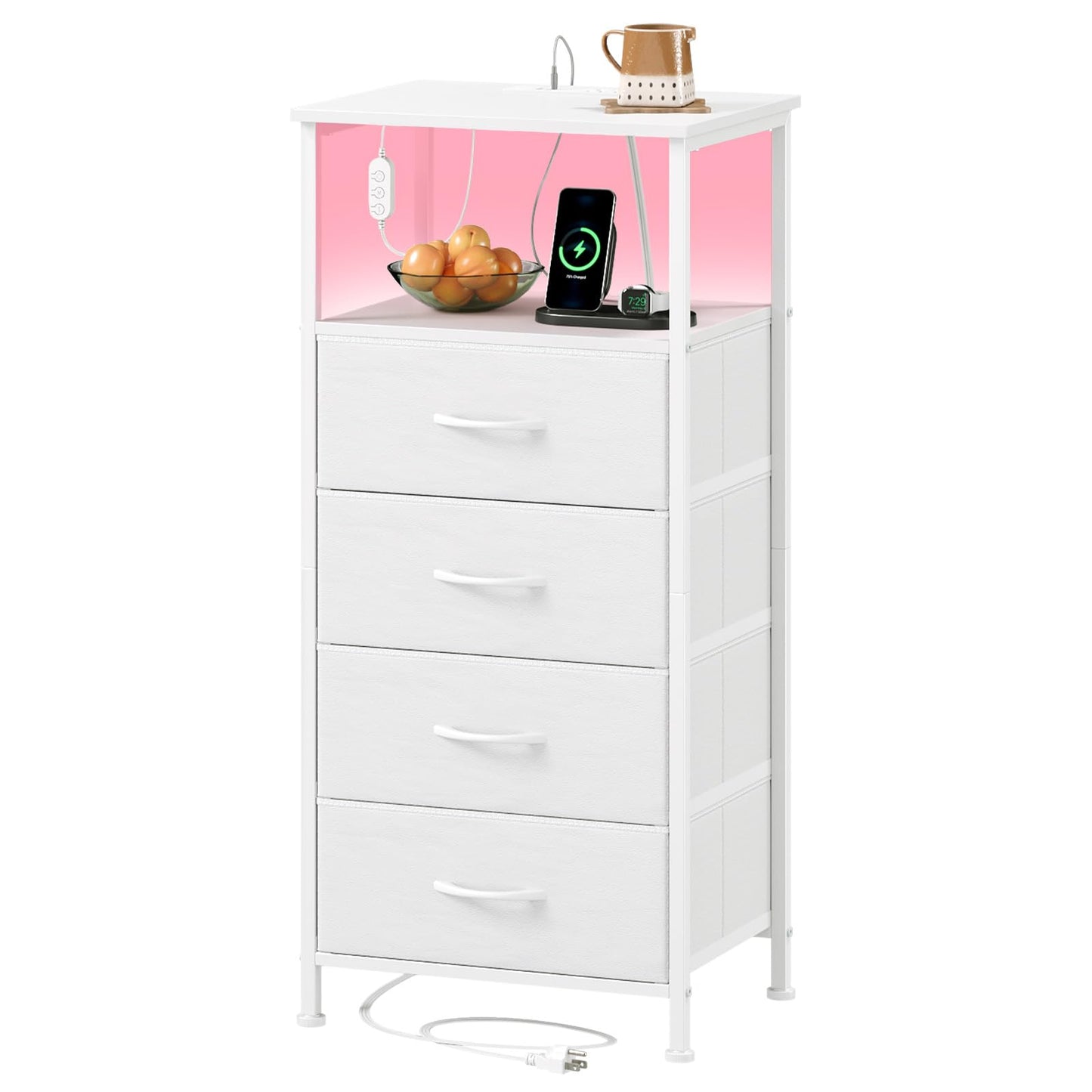 Somdot Nightstands with Charging Station & LED Light