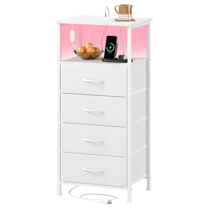 Somdot Nightstands with Charging Station & LED Light
