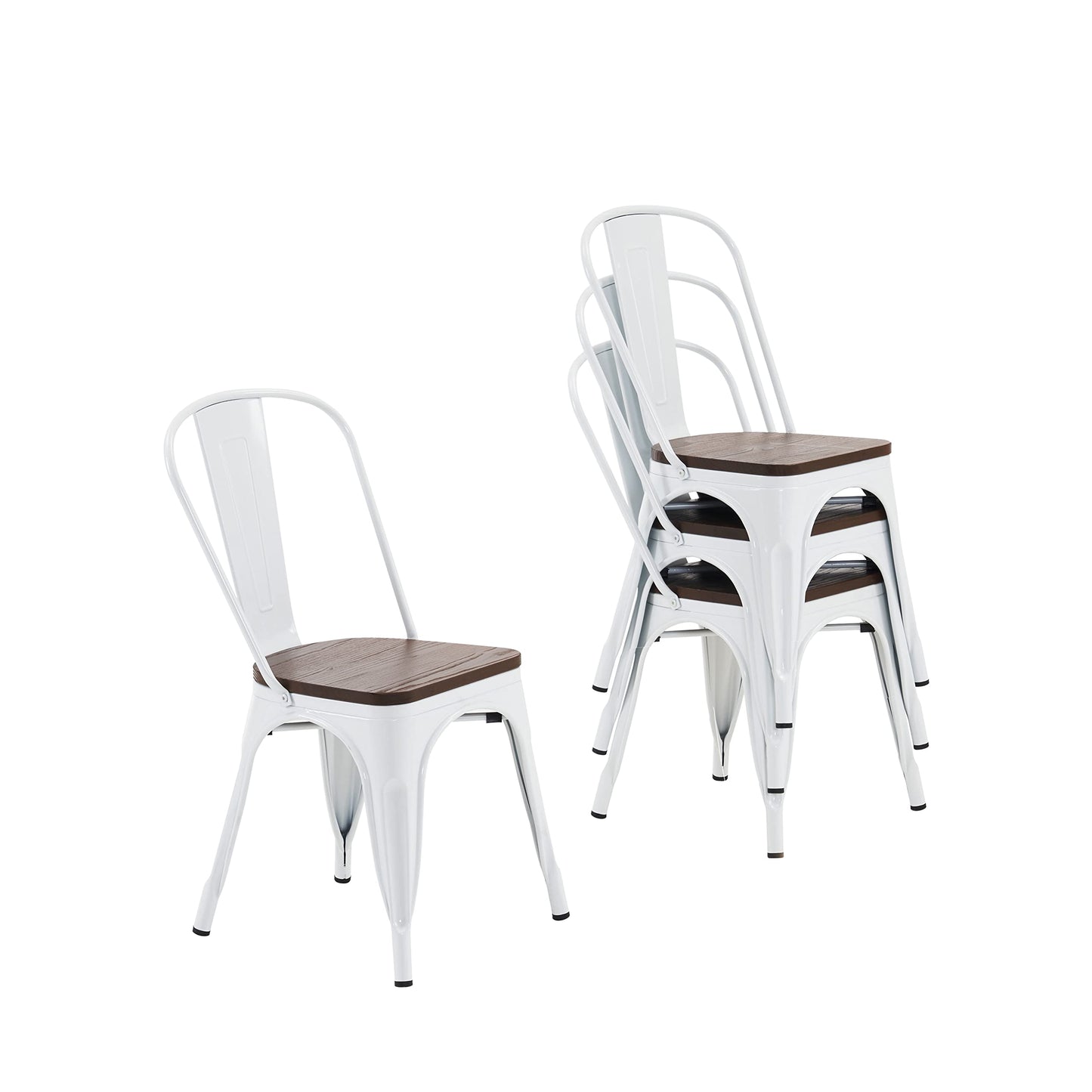 Farmhouse Metal Dining Chair with Stackable Indoor & Outdoor Design