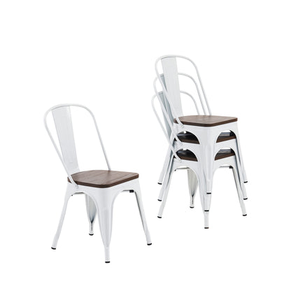 Farmhouse Metal Dining Chair with Stackable Indoor & Outdoor Design