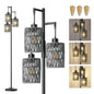 Industrial Boho Tall Floor Lamp for Living Room, Bedroom & Office