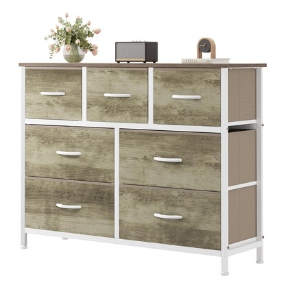 7 Drawer Fabric Dresser with Storage Bins and Steel Frame for Bedroom & Closet