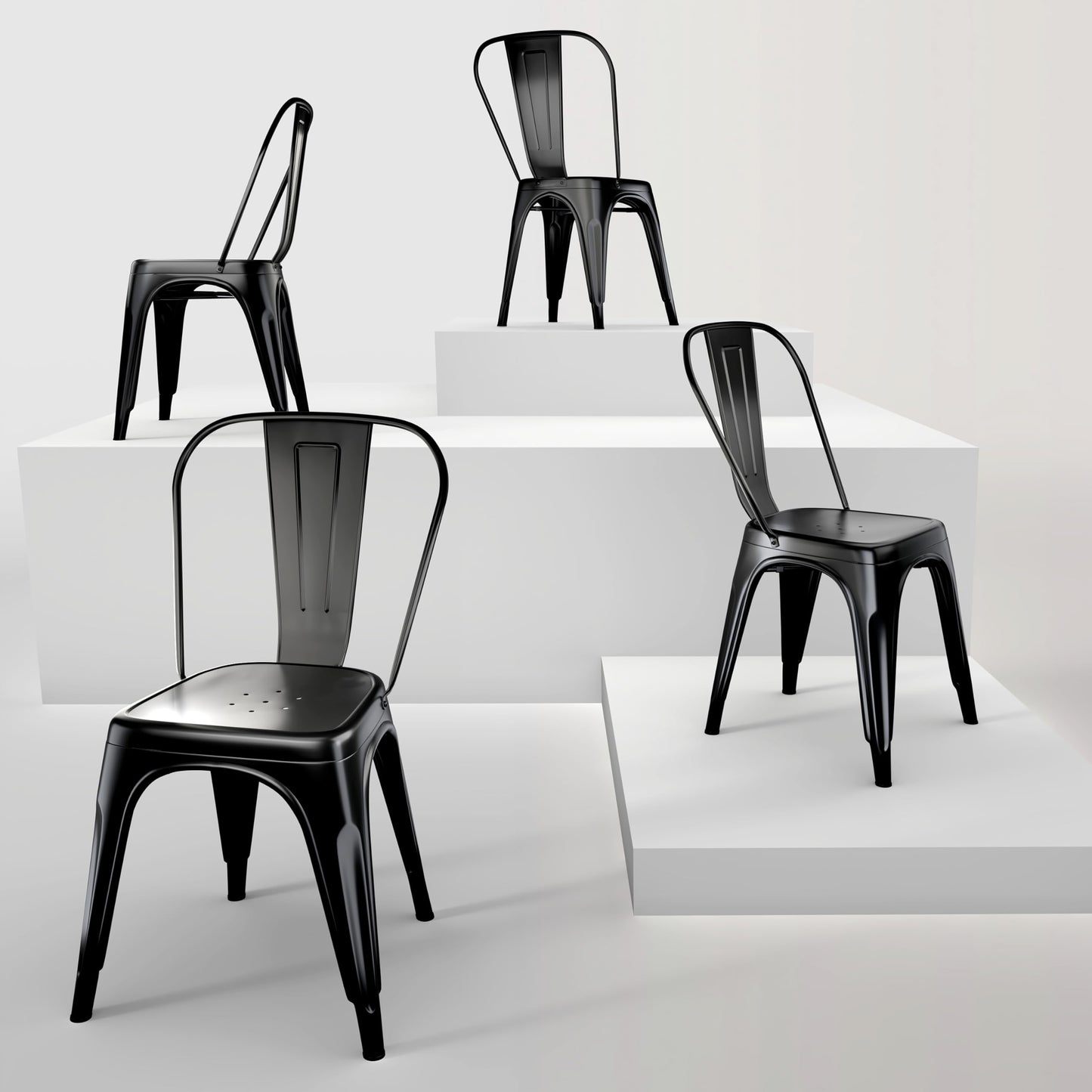 Rivbuio Metal Dining Chairs with Backrest, Stackable, Color, 2 Pack