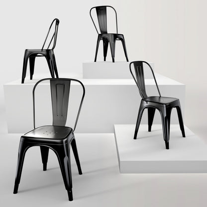 Rivbuio Metal Dining Chairs with Backrest, Stackable, Color, 2 Pack