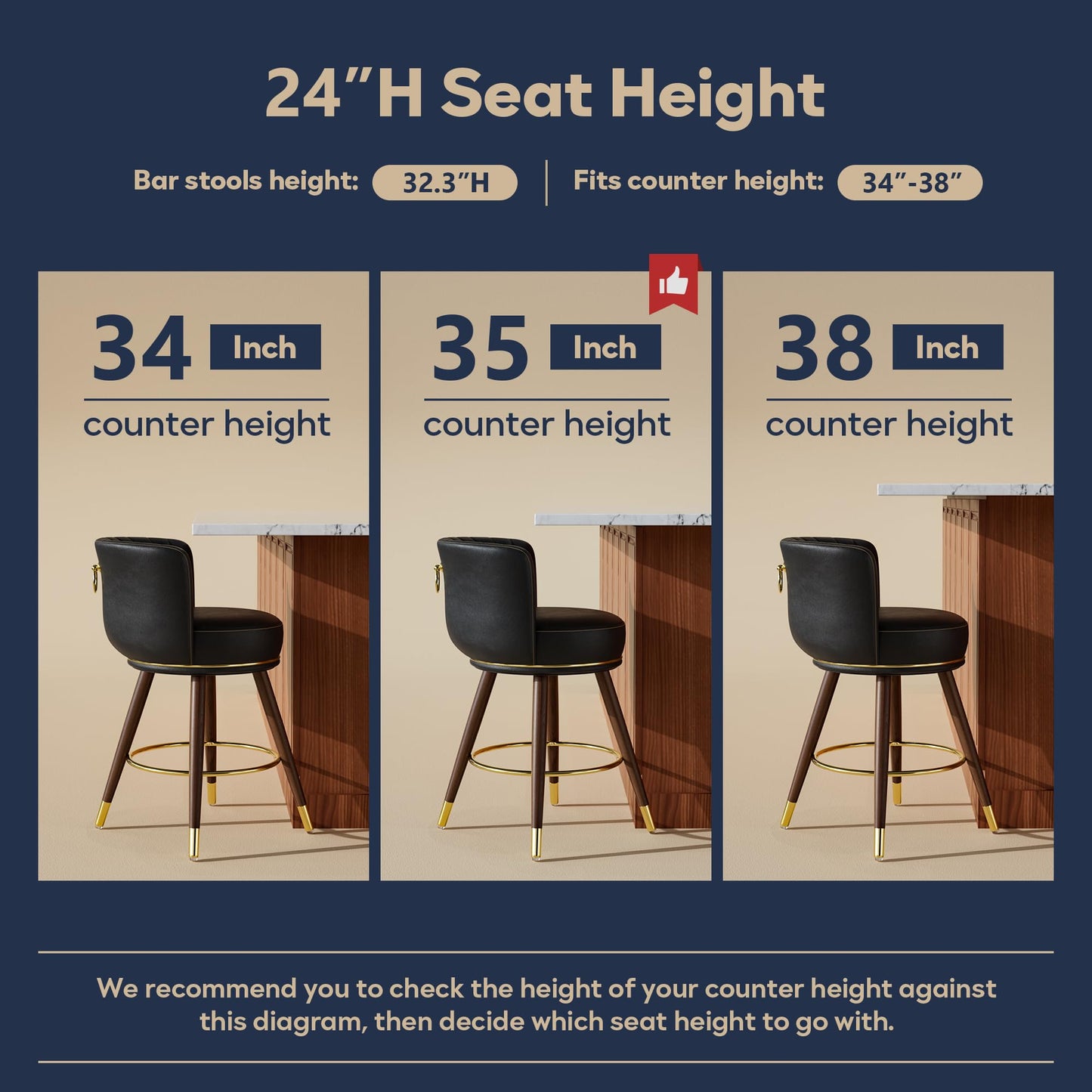 SeekFancy Swivel Bar Stools B306