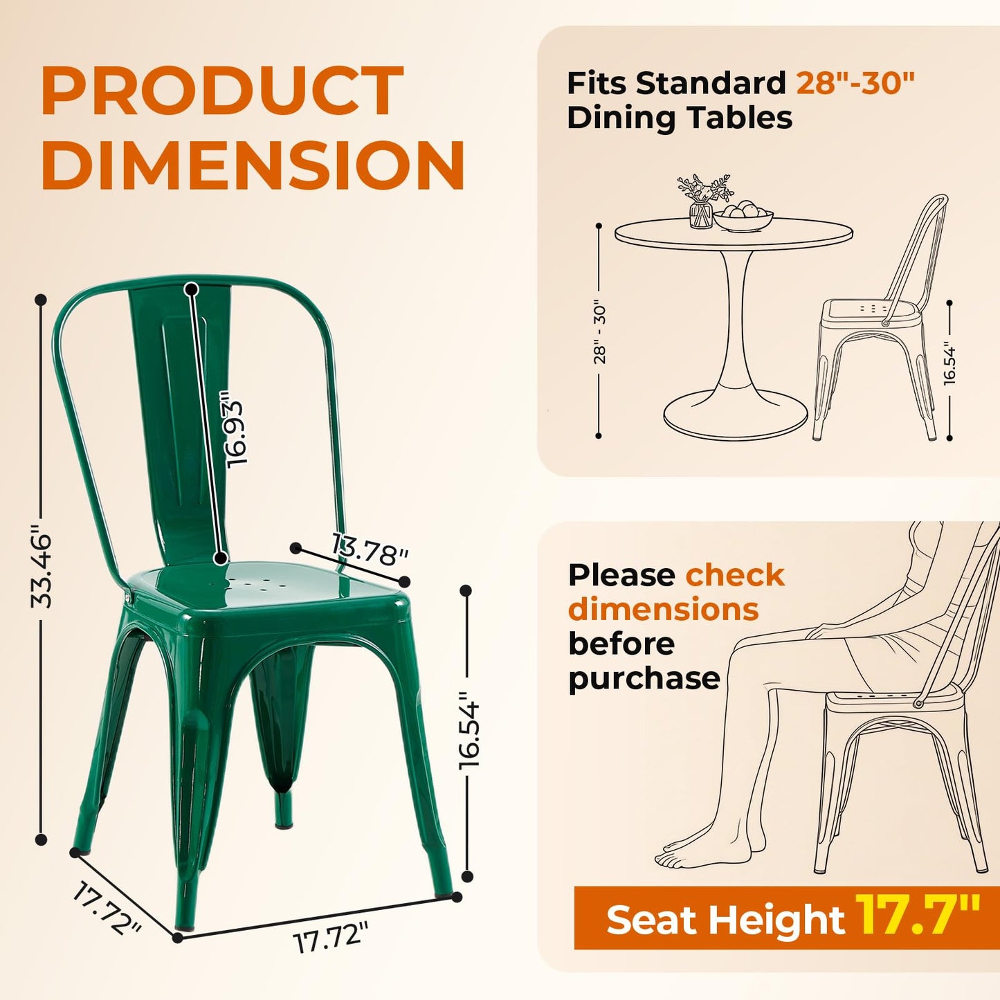 SOLEGGIATA Metal Dining Chairs Set