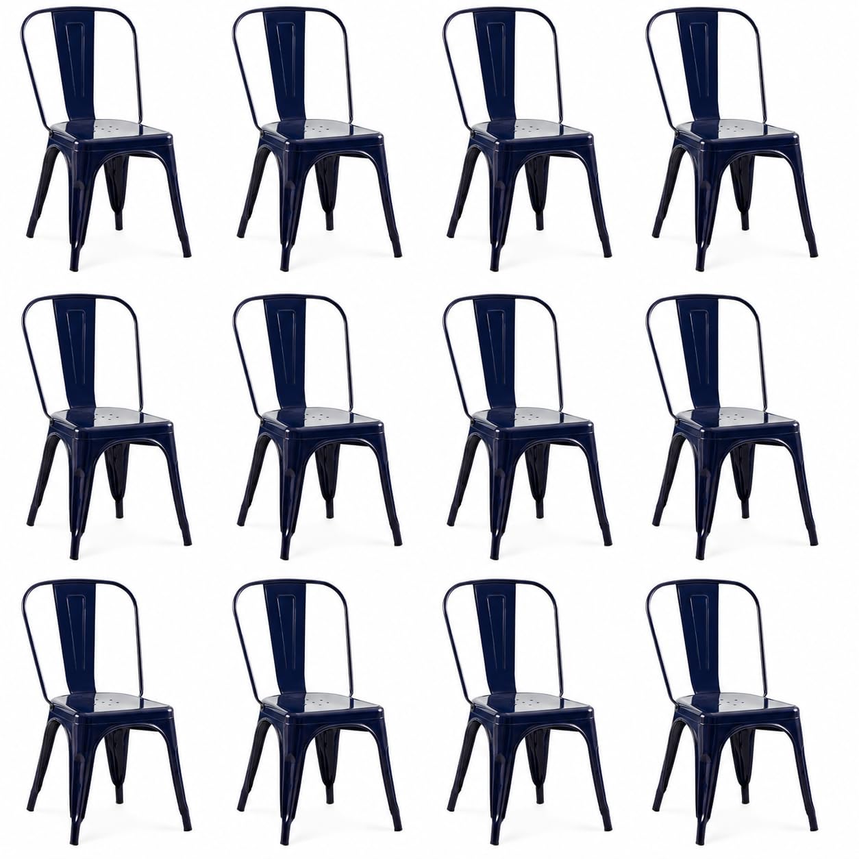 Rivbuio Metal Dining Chairs with Backrest, Stackable, Color, 2 Pack