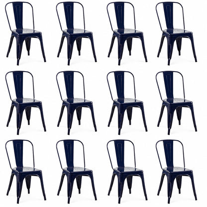 Rivbuio Metal Dining Chairs with Backrest, Stackable, Color, 2 Pack