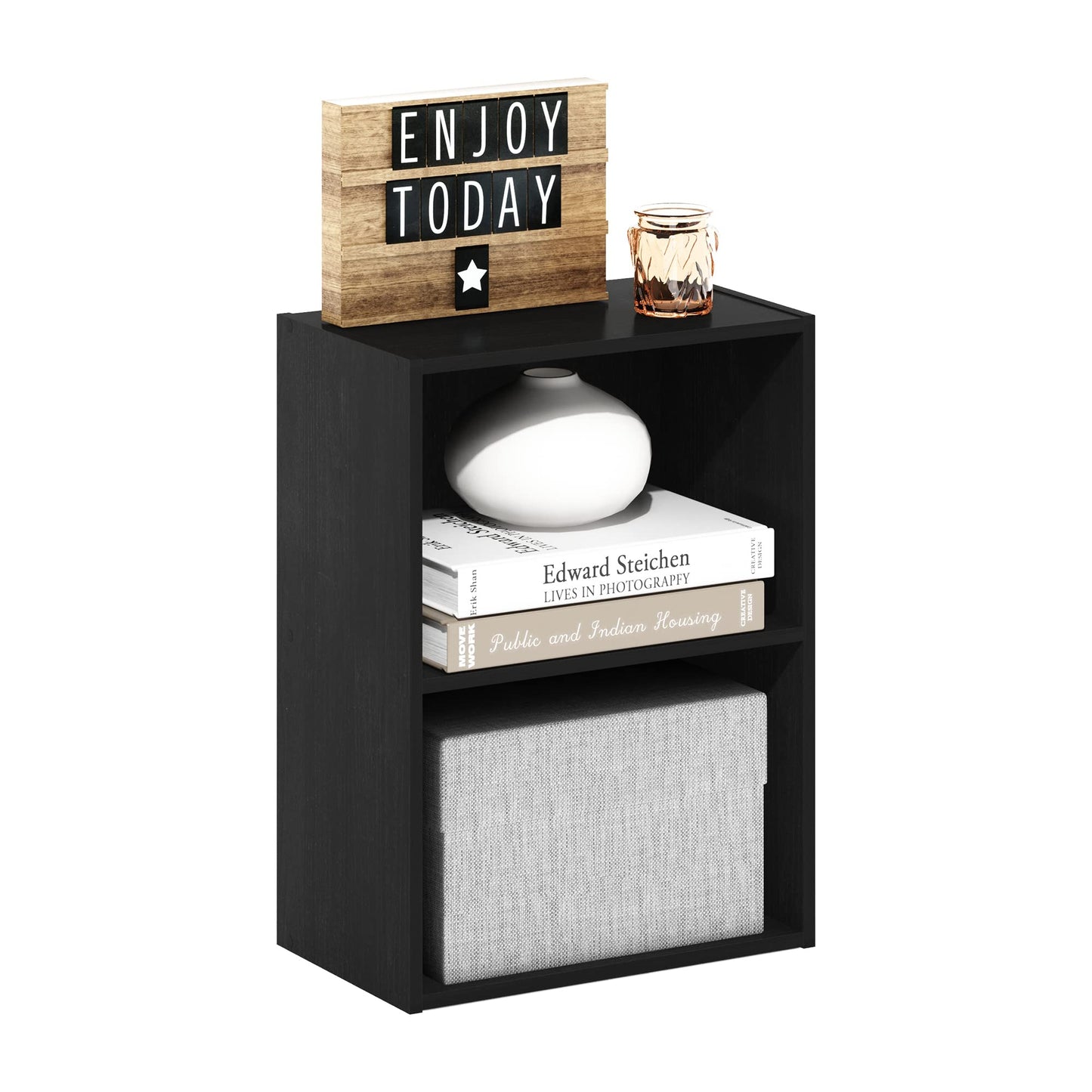 Tiered Wood Bookshelf with Open Storage Shelves for Home & Office
