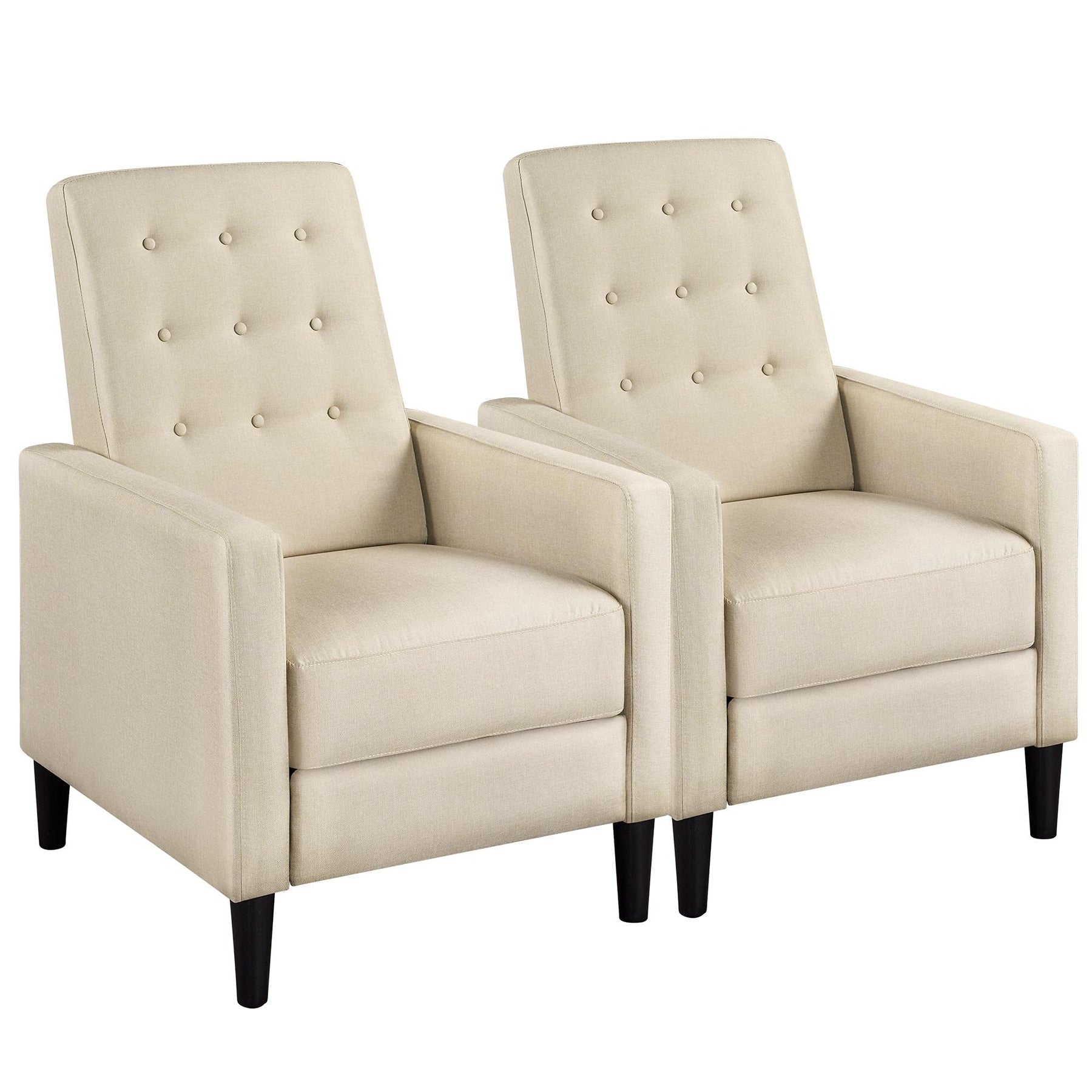 Yaheetech Fabric Recliner Chair Set of 2 Tufted Sofa Chair Beige