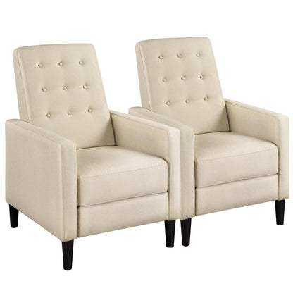 Yaheetech Fabric Recliner Chair Set of 2 Tufted Sofa Chair Beige