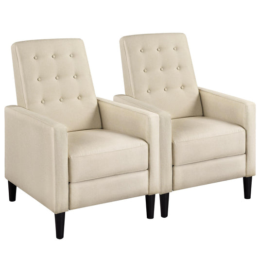 Yaheetech Fabric Recliner Chair Set of 2 Tufted Sofa Chair Beige