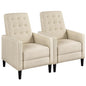 Yaheetech Fabric Recliner Chair Set of 2 Tufted Sofa Chair Beige