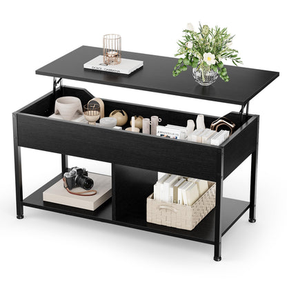 Lift Top Coffee Table with Hidden Storage Shelf for Living Room & Office
