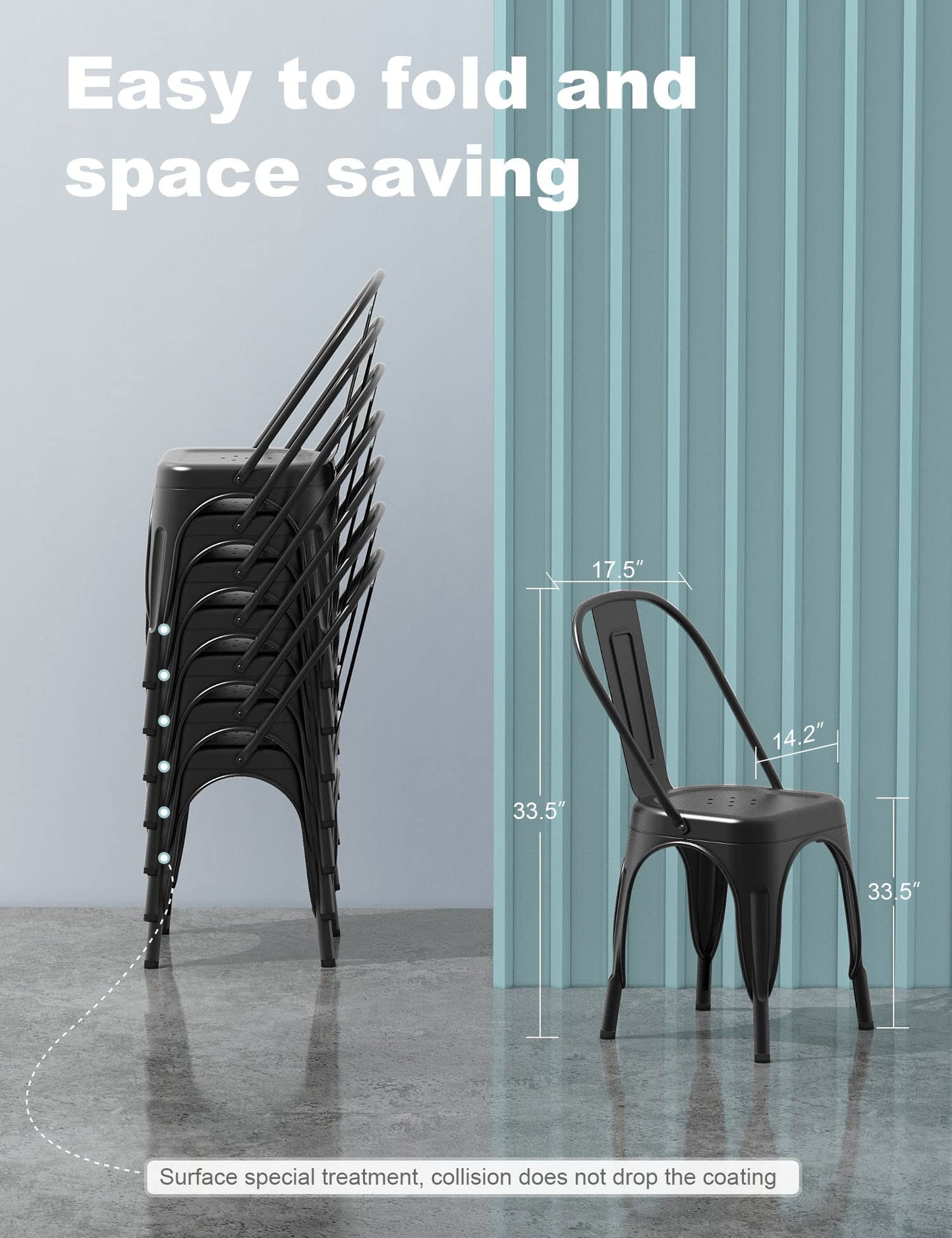 Farmhouse Metal Dining Chair with Stackable Indoor & Outdoor Design