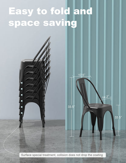 Farmhouse Metal Dining Chair with Stackable Indoor & Outdoor Design