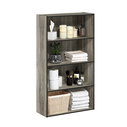 Tiered Wood Bookshelf with Open Storage Shelves for Home & Office