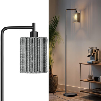 Industrial Boho Tall Floor Lamp for Living Room, Bedroom & Office