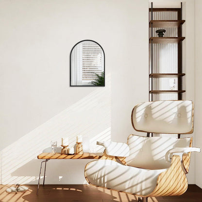 Arched Wall Mirror with Brushed Metal Frame for Bathroom & Entryway