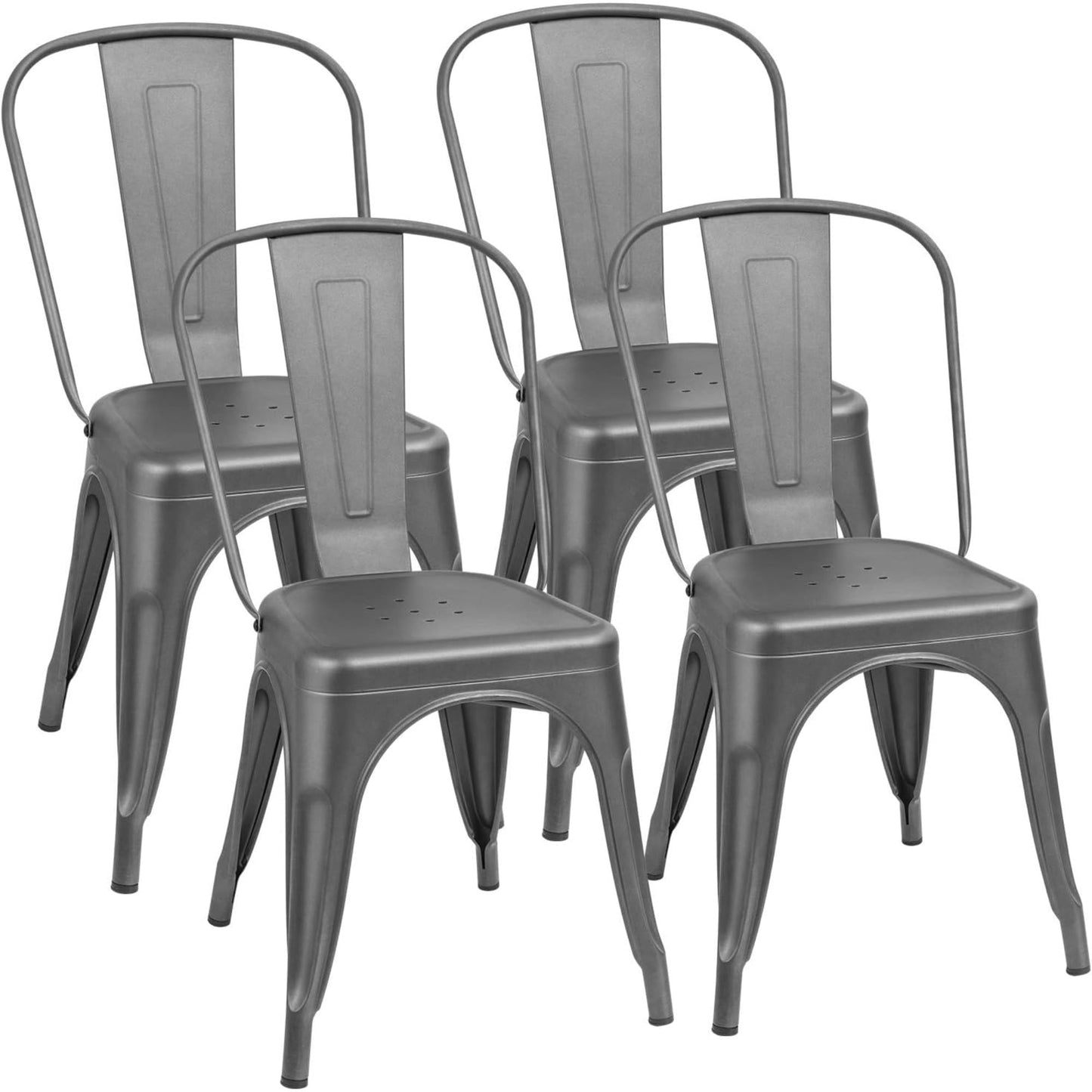 Stackable Metal Dining Chair Set with Classic Bistro Design for Indoor & Outdoor Use