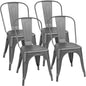 Stackable Metal Dining Chair Set with Classic Bistro Design for Indoor & Outdoor Use