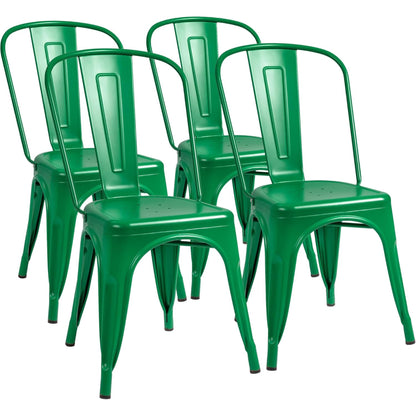 Stackable Metal Dining Chair Set with Classic Bistro Design for Indoor & Outdoor Use
