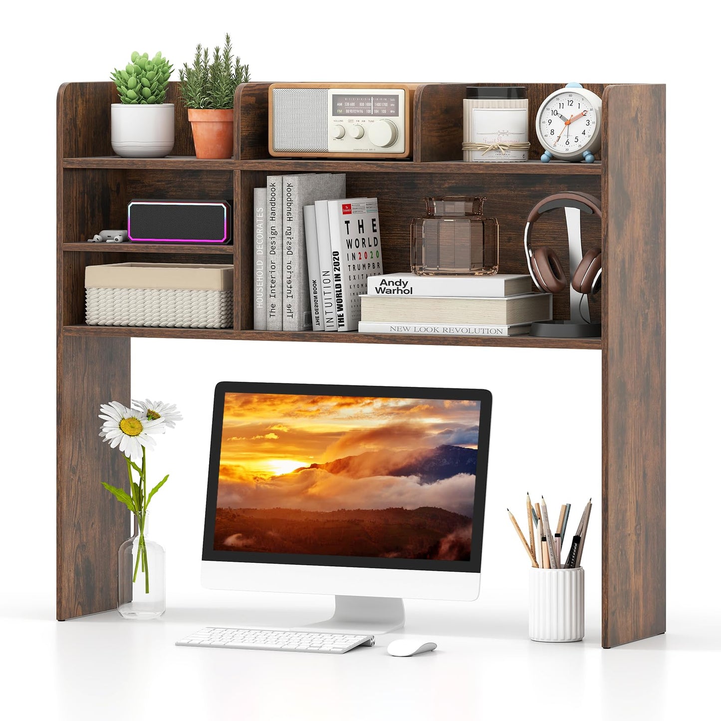 3-Tier Desktop Bookshelf Organizer with Storage Shelves for Office & Dorm