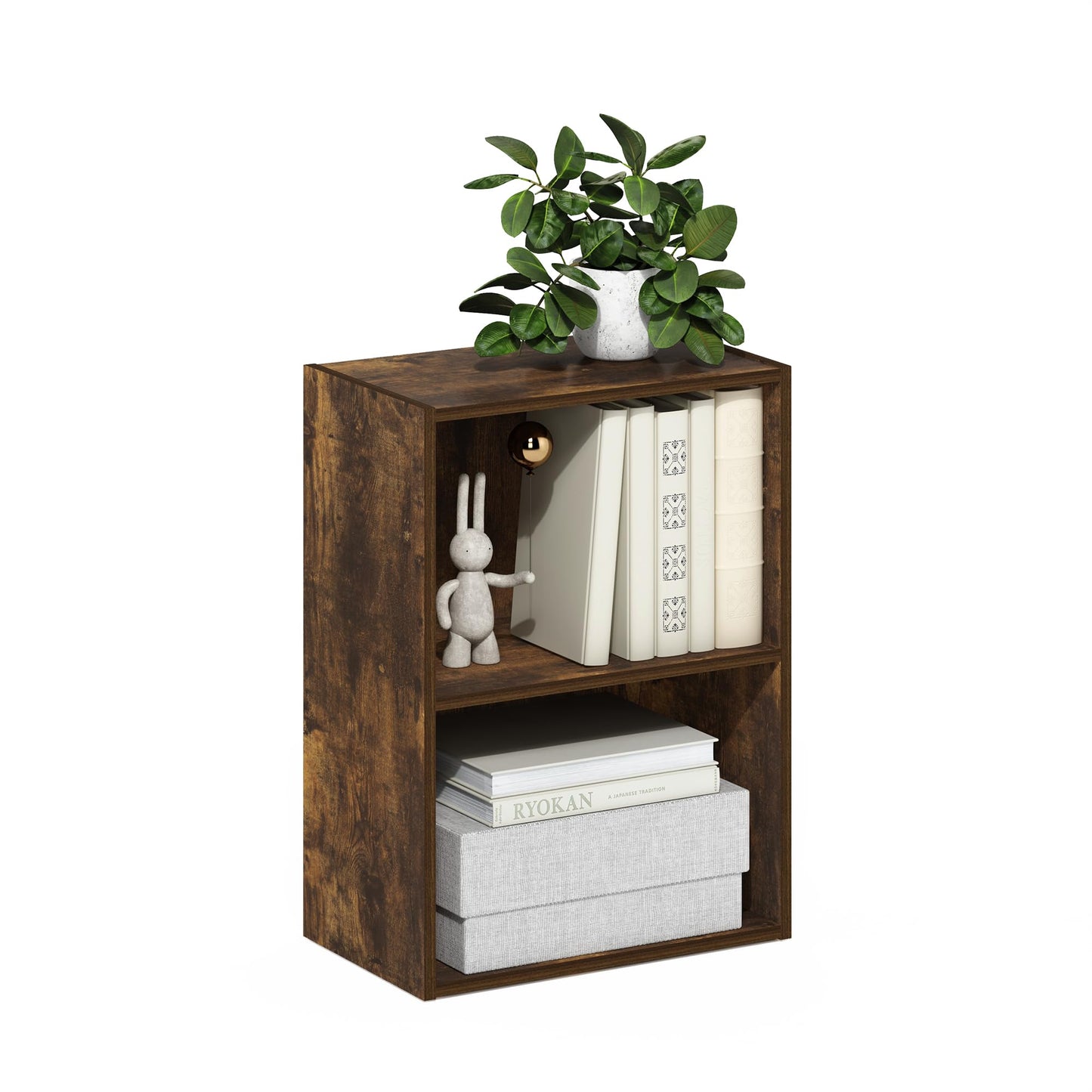 Tiered Wood Bookshelf with Open Storage Shelves for Home & Office